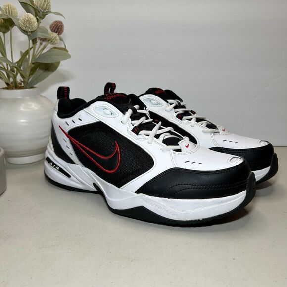 Nike Air Monarch IV Sneakers 416355-101 White Red Black Men's 10.5/W 12 - Picture 1 of 9